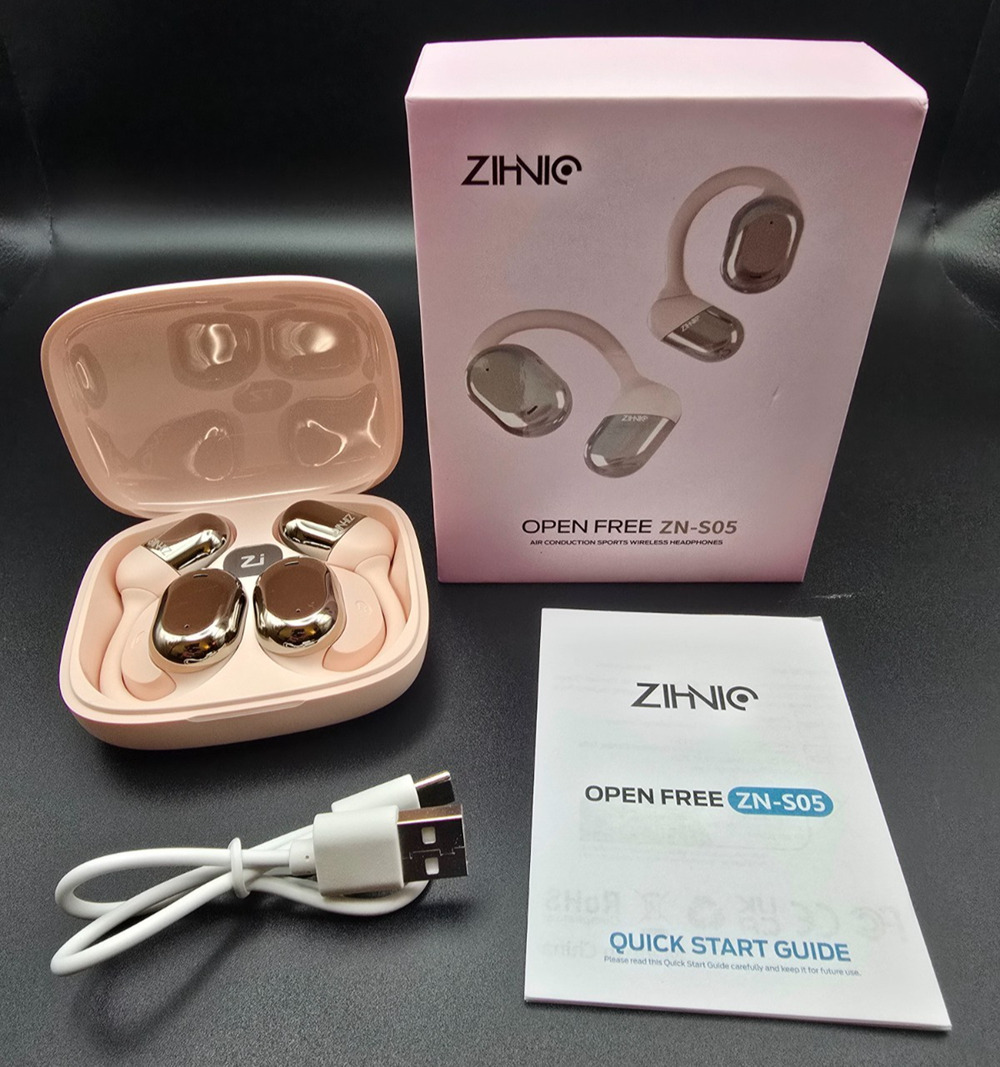 ZIHNIC ZN-S05 Open Ear Wireless Bluetooth Headphones Earbuds Pink New Sealed